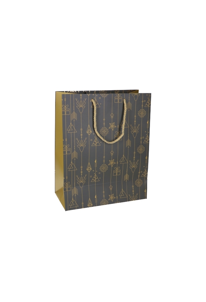 Kersttasjes Jumbo Kerstmis Grijs & Goud 33x10x45.5cm 10stuks