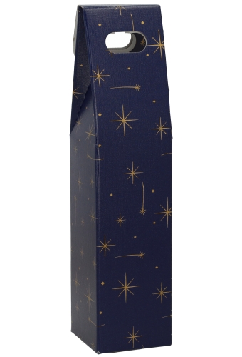 Luxe Wijndozen Vigo Blauw Sterren & Venster 1 fles 9x9x38.5cm 10stuks