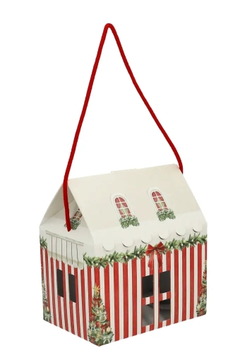 Geschenkdoos Huisje Christmas Red & Green Christmas garland & Koord 20x14x14cm 40stuks