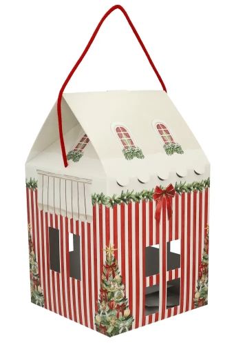 Geschenkdoos Huisje Christmas Red & Green Christmas garland & Koord 23x23x26cm 40stuks