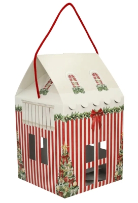 Geschenkdoos Huisje Christmas Red & Green Christmas garland & Koord 23x23x26cm 40stuks