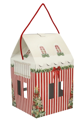 Geschenkdoos Huisje Christmas Red & Green Christmas garland & Koord 23x23x26cm 40stuks