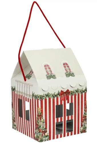 Geschenkdoos Huisje Christmas Red & Green Christmas garland 20x20x18cm 40stuks