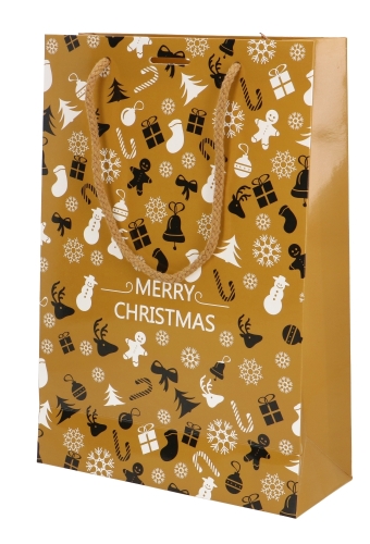 AKTIE Kersttasjes Met Venster Merry Christmas 20x8x29cm 10stuks