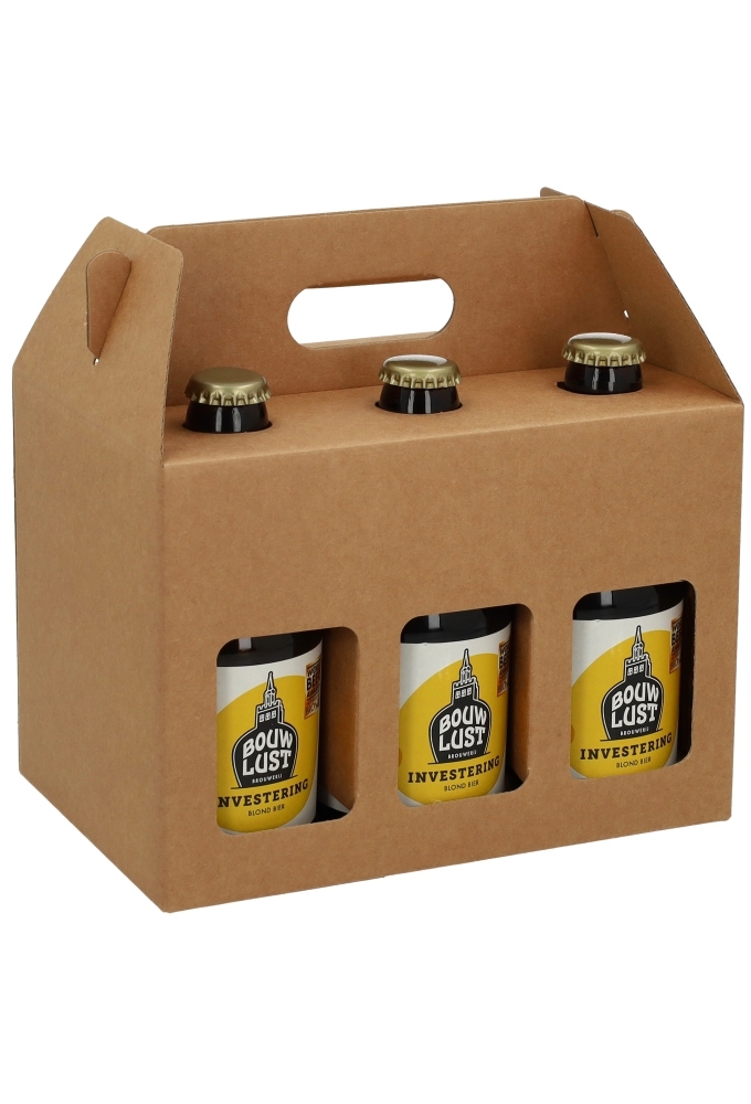 Bierverpakking Draagdoos Munich Kraft voor 6 flesjes Dik Buik 10stuks