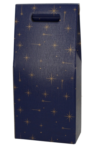 Luxe Wijndozen Vigo Blauw Sterren voor 2 fles 18x9x38.5cm 30stuks