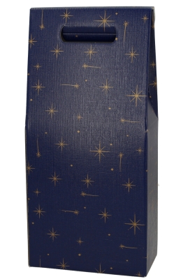 Luxe Wijndozen Vigo Blauw Sterren voor 2 fles 18x9x38.5cm 30stuks