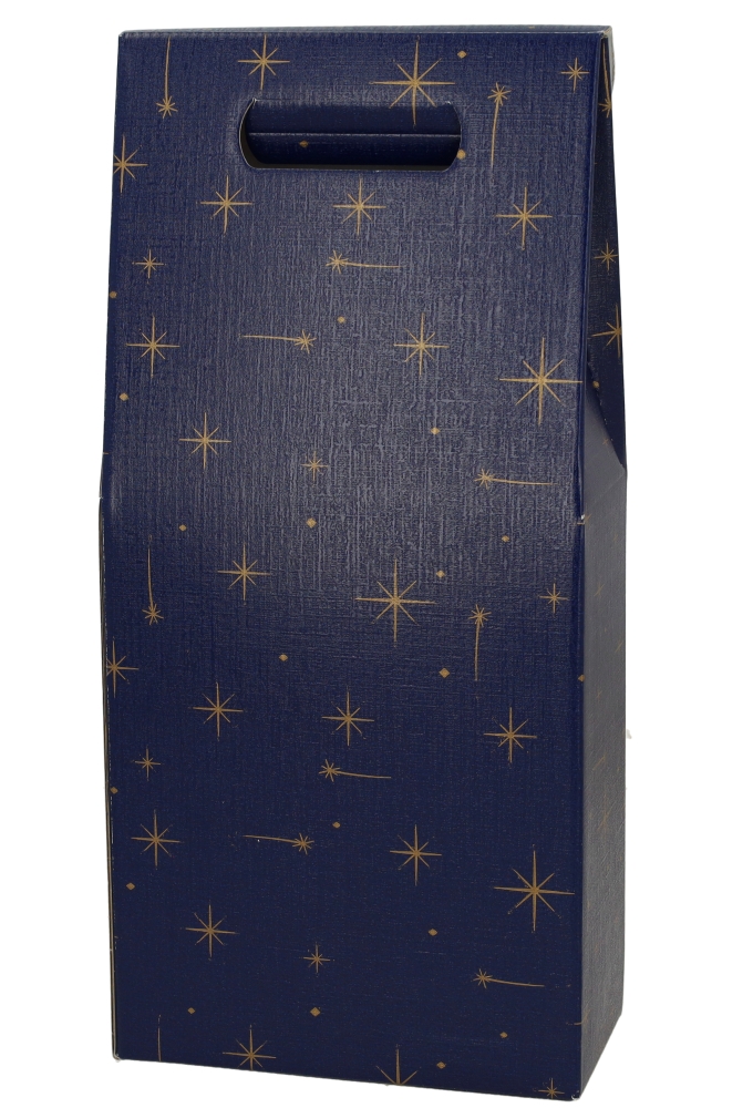 Luxe Wijndozen Vigo Blauw Sterren voor 2 fles 18x9x38.5cm 30stuks