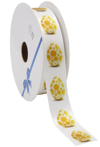 Kadolint Pasen Satijn Lint Geel  Easter Egg 23mm x 25meter