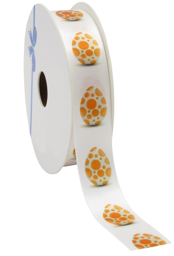 Kadolint Pasen Satijn Lint Oranje  Easter Egg 23mm x 25meter