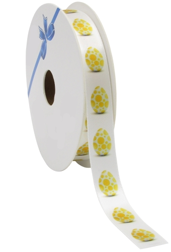 Kadolint Pasen Satijn Lint Geel  Easter Egg 15mm x 25meter