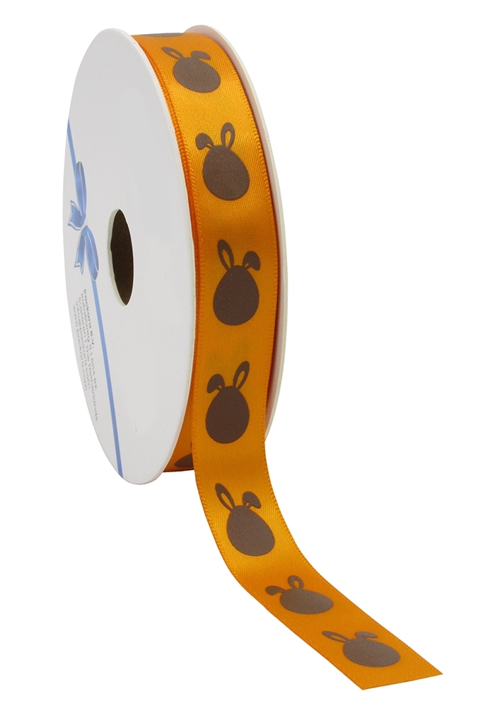 Kadolint Pasen Satijn Lint Oranje Bunny 15mm x 25meter