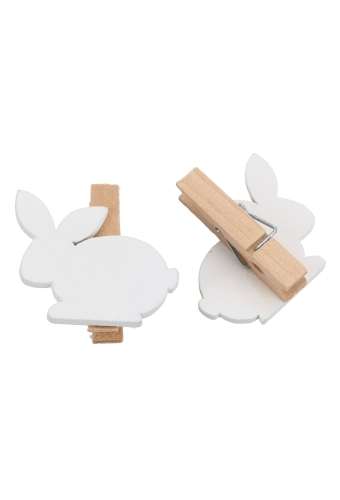 Houten Deco Naturel Knijper Met Haasje Wit 3 x 3cm 36stuks