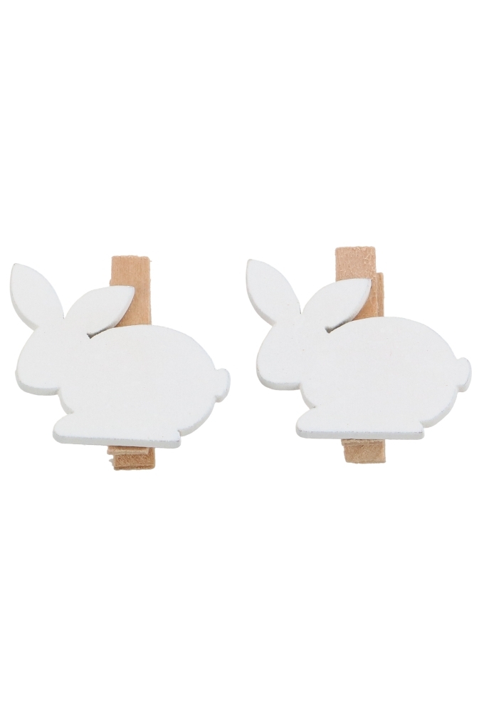 Houten Deco Naturel Knijper Met Haasje Wit 3 x 3cm 36stuks