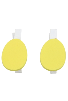 Houten Deco Witte Knijper Met Paasei Geel 2.5 x 3.5cm 36stuks