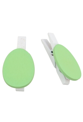 Houten Deco Witte Knijper Met Paasei Mint Groen 2.5 x 3.5cm 36stuks
