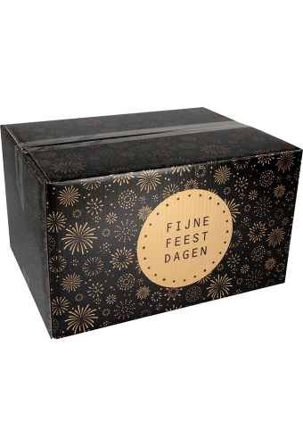 Kerstpakketdozen Fijne Feestdagen Zwart 39x29x23.2cm 10stuks