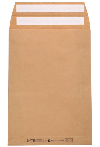 Papieren Verzendzak Zijvouw Zaza Kraft Plakstrip 38x57x10+10cm 225stuks