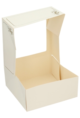 Gebaksdoos Wit Met Klep & Venster 19x19x8cm 250gram 275stuks