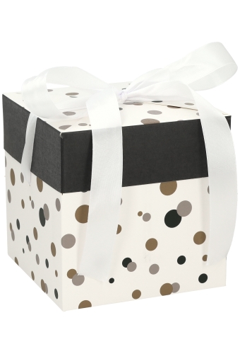 Geschenkdoos Regalo Gifts Dots & Wit Lint 15x15x15cm 25stuks