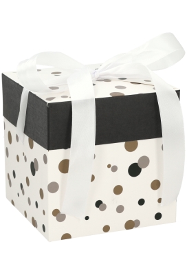 Geschenkdoos Regalo Gifts Dots & Wit Lint 15x15x15cm 25stuks