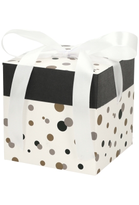 Geschenkdoos Regalo Gifts Dots & Wit Lint 15x15x15cm 25stuks
