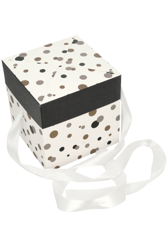 Geschenkdoos Regalo Gifts Dots & Wit Lint 15x15x15cm 25stuks