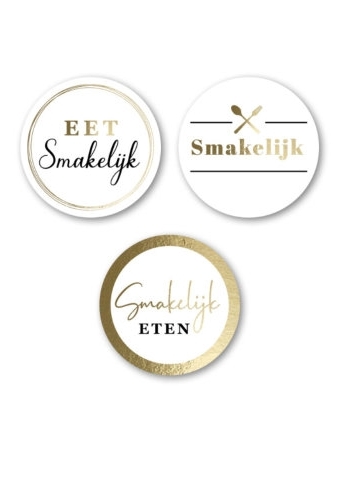 Luxe Etiketten Everyday Eet Smakelijk Metallic Goud 4cm 3x 100stuks