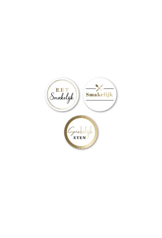 Luxe Etiketten Everyday Eet Smakelijk Metallic Goud 4cm 3x 100stuks