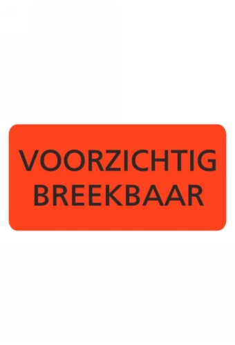 Zelfklevende Etiketten Breekbaar Fluor Rood Zwart 98x48mm 500stuks