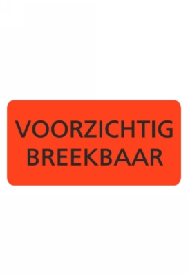 Zelfklevende Etiketten Breekbaar Fluor Rood Zwart 98x48mm 500stuks