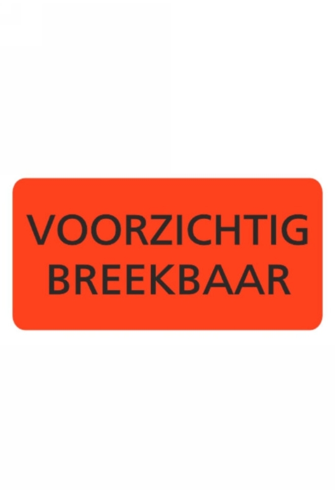 Zelfklevende Etiketten Breekbaar Fluor Rood Zwart 98x48mm 500stuks