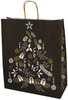Kerst Papieren Draagtas & Handvat Xmas Tree Black 18x8x22cm 50stuks