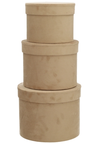 LUXE KANT & KLARE Flowerbox Latemar Suede Beige Rond Set van 3 stuks