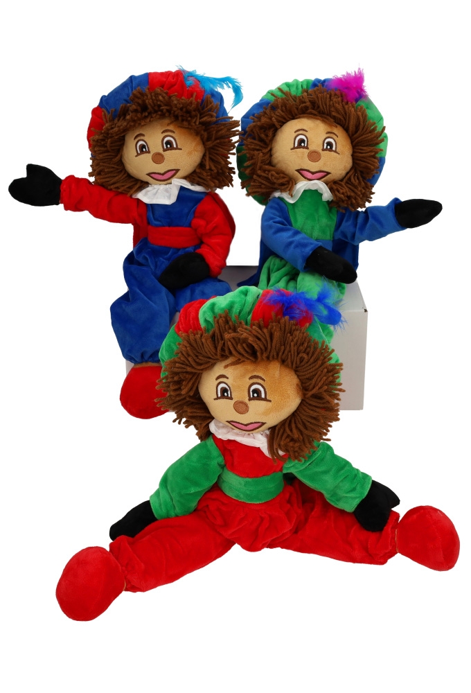 Decoratiepop Groot Velours Piet Met Pet 50cm
