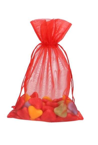 2 HALEN & 1 BETALEN Organza zakjes Rood Groot XL 20x30cm 10stuks