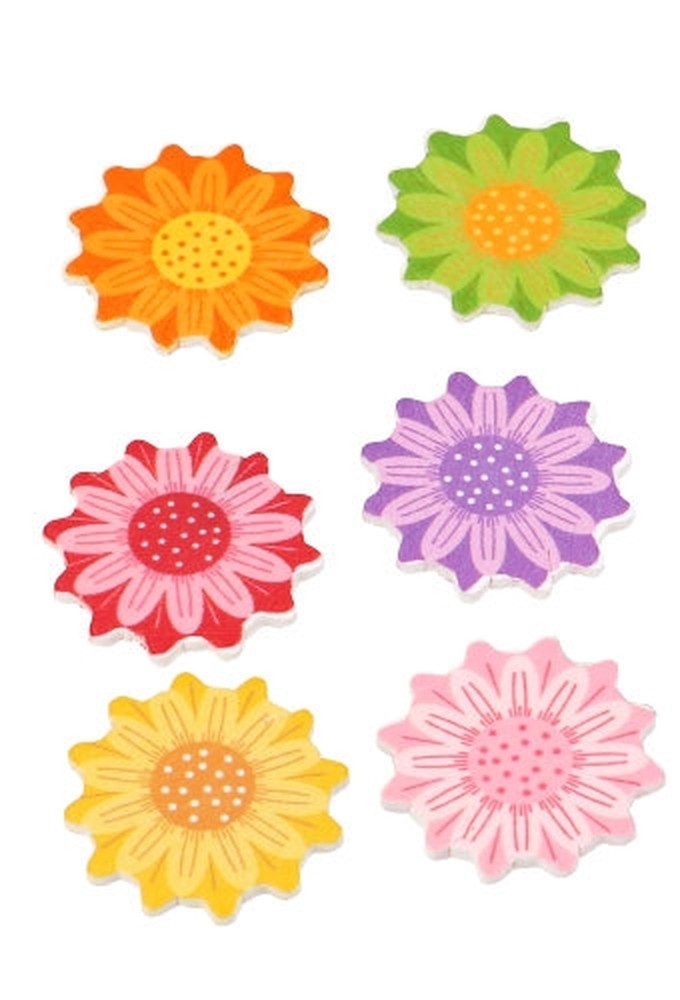AKTIE Decoplakkers Houten Bloemetjes Assortie Met Plakker 100stuks