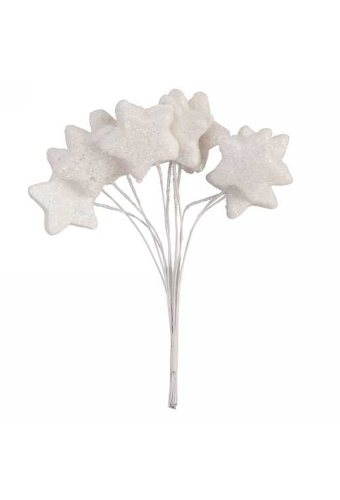 AKTIE Kado Decoratie Star Shiny Wit 9cm Met IJzerdraad 72stuks