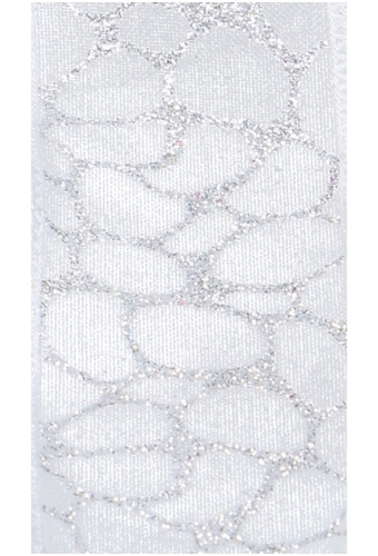 AKTIE Kadolinten Organza Metallic Zilver Leopard 40mm x 20meter
