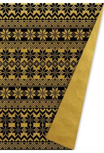 AKTIE Kerstpapier Dubbelzijdig Norway Goud & Zwart 50cm x 100meter