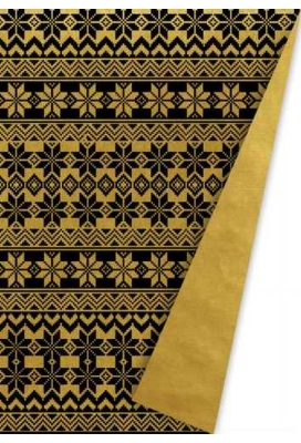 AKTIE Kerstpapier Dubbelzijdig Norway Goud & Zwart 70cm x 100meter