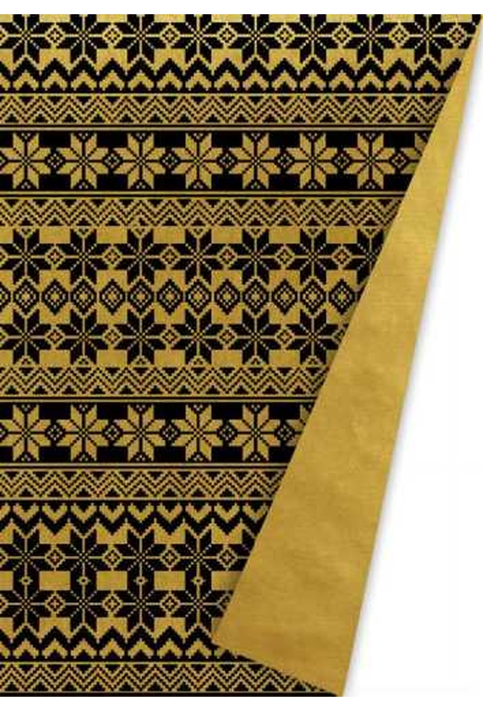 AKTIE Kerstpapier Dubbelzijdig Norway Goud & Zwart 70cm x 100meter