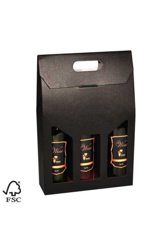 AKTIE Wijnverpakking Draagdoos Black 3 fles 27x9x35cm FSC® 50stuks