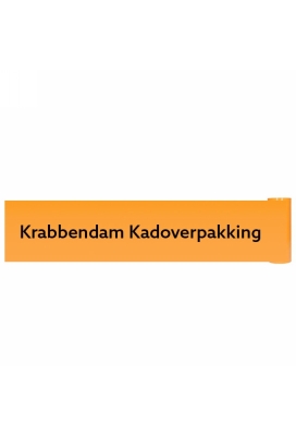 Bedrukt Openings lint Met Uw Eigen Tekst Lak Oranje 25cm x 10meter
