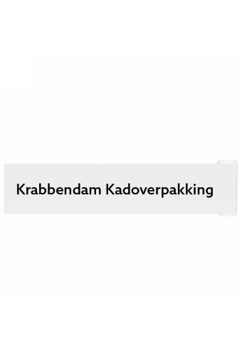 Bedrukt Openings lint Met Uw Eigen Tekst Lak Wit 25cm x 10meter