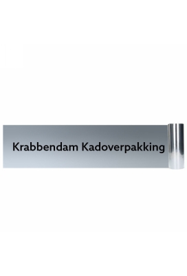 Bedrukt Openings lint Met Uw Eigen Tekst Metallic Zilver 25cm x10meter
