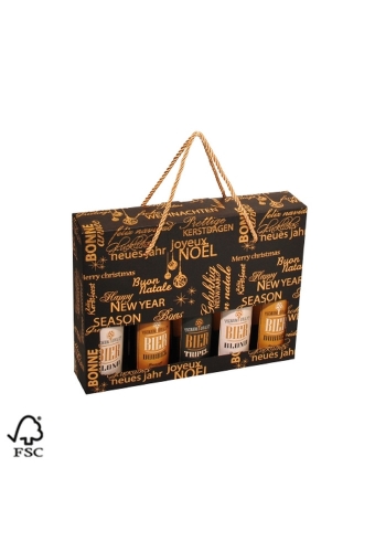 Bierverpakking Bonne Année Zwart 5 Flesjes & Koord FSC® 50stuks