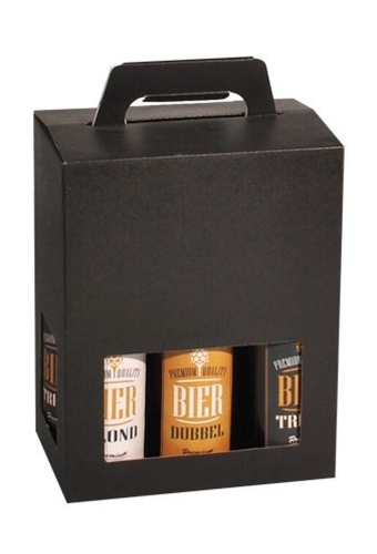 Bierverpakking Draagdoos Zwart voor 6 flesjes Bier 33cl FSC® 50stuks