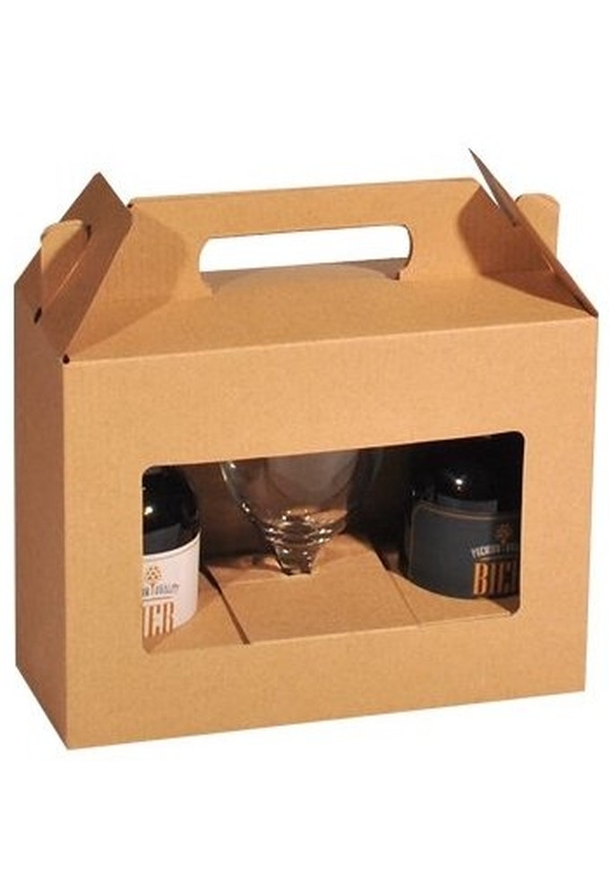 Bierverpakking Kraft voor 2 flesjes Bier Dikbuik & Glas FSC® 50stuks