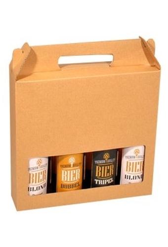 Bierverpakking Kraft voor 4 flesjes Bier 33cl FSC® 50stuks